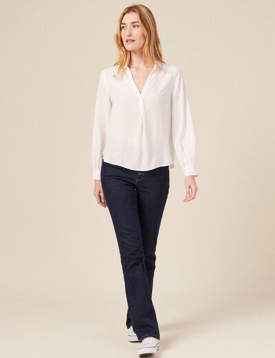 Blouse manches longues ecru femme