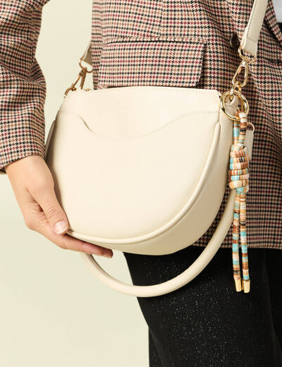 Sac demi-lune &agrave; bandouli&egrave;re ivoire femme