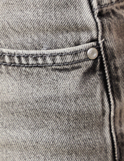 Jeans straight taille haute 7/8ème denim gris clair femme
