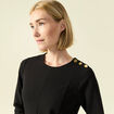 Robe fluide manches longues col rond noir femme