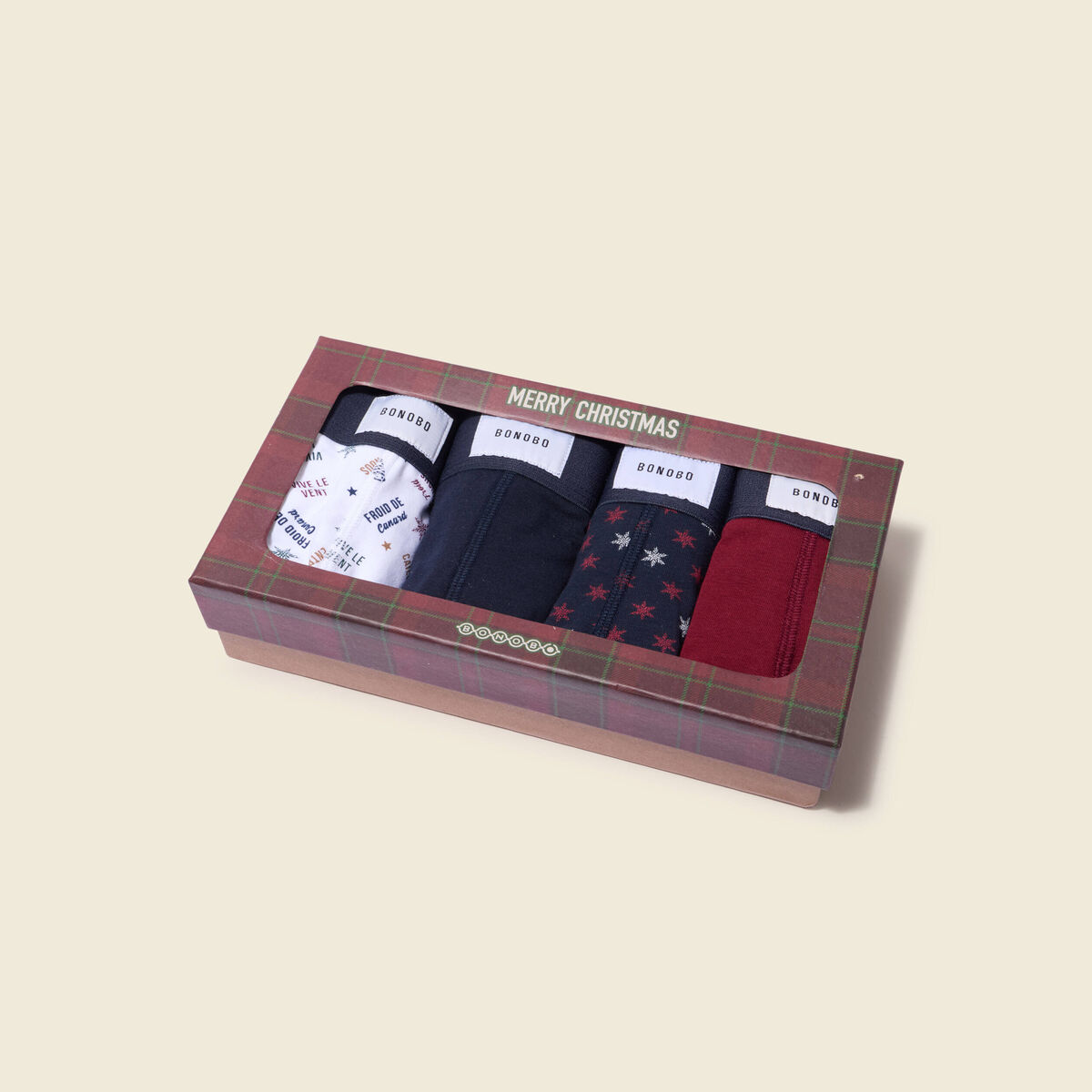 Lot de 4 boxers no&euml;l bleu marine homme