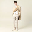 Pantalon chino longueur 32 avec ceinture beige homme