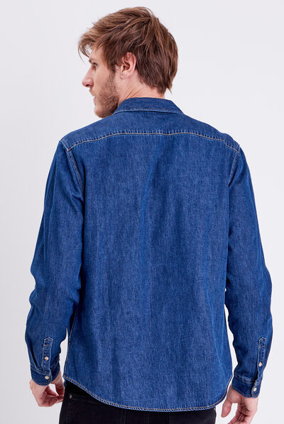 Chemise manches longues jean denim stone homme