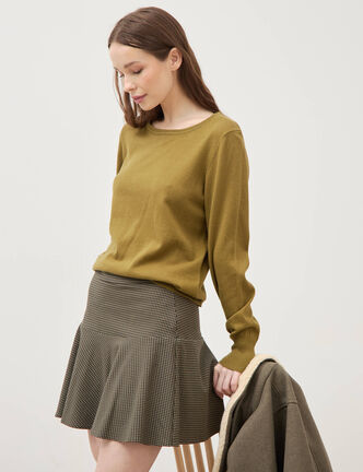 Pull manches longues vert kaki femme