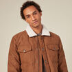 Doudoune suédine droite marron homme