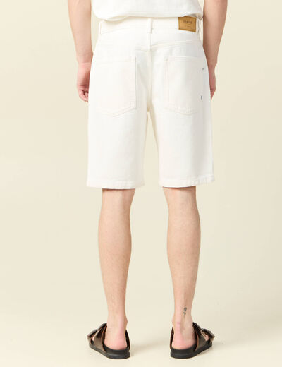 Bermuda droit en jean denim blanc homme