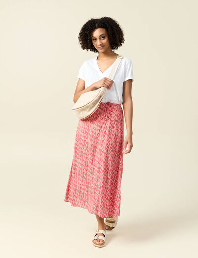 Jupe longue portefeuille rouge femme
