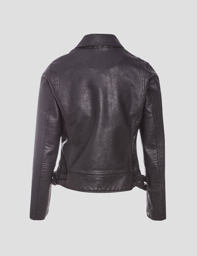 Veste esprit biker droite noir femme
