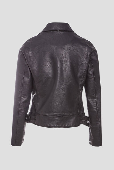 Veste esprit biker droite noir femme