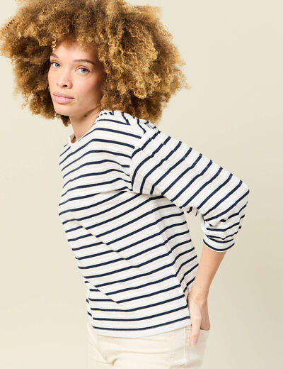 T-shirt manches 3/4 bleu femme