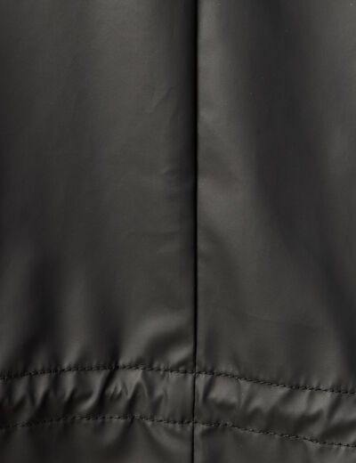 Parka longue droite d&eacute;perlante &agrave; capuche noir femme