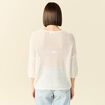 Pull ajour&eacute; col v manches 3/4 ecru femme