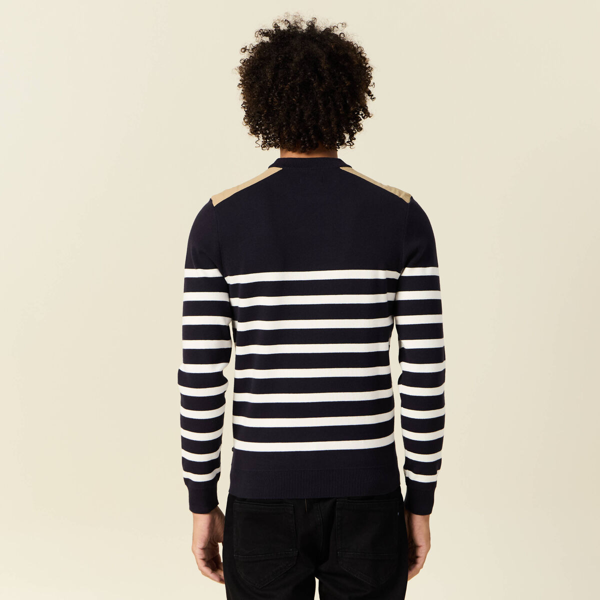 Pull manches longues bleu fonc&eacute; homme