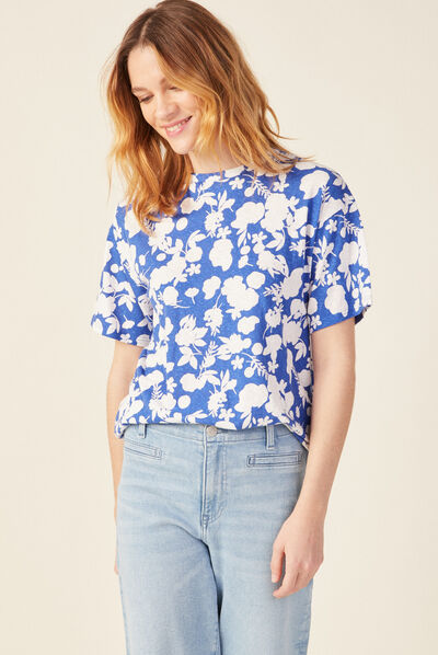 T-shirt manches courtes bleu femme