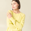 Pull col bateau manches longues jaune clair femme