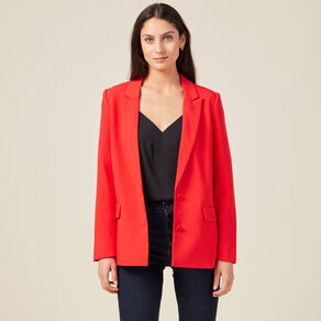 Veste esprit blazer cintrée rouge foncé femme