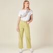 Jeans large taille haute vert anis femme