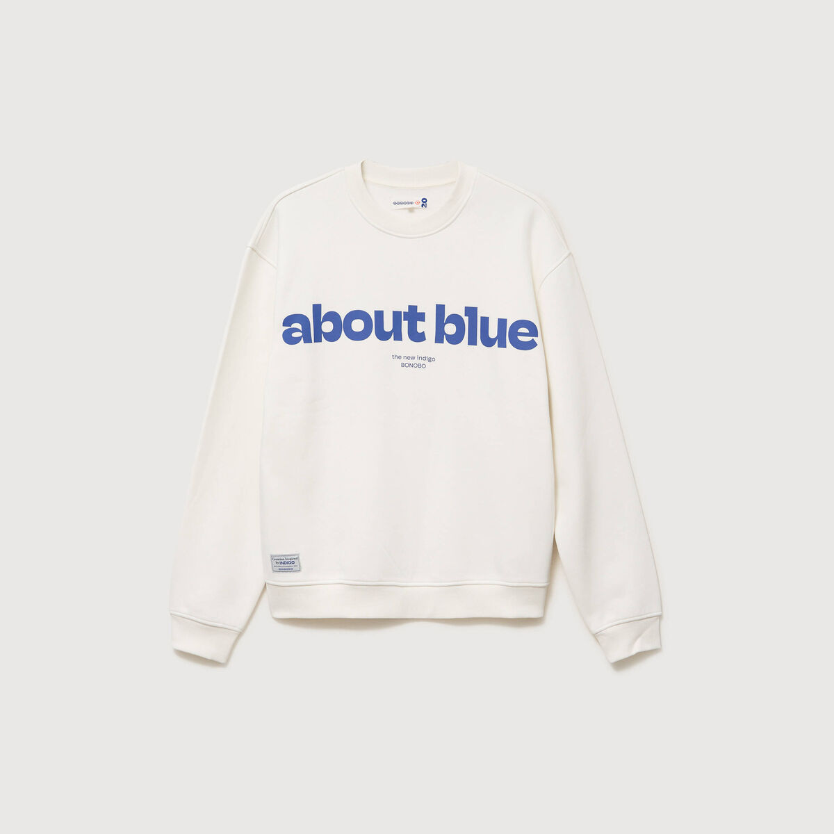 Sweat droit col rond manches longues ecru homme