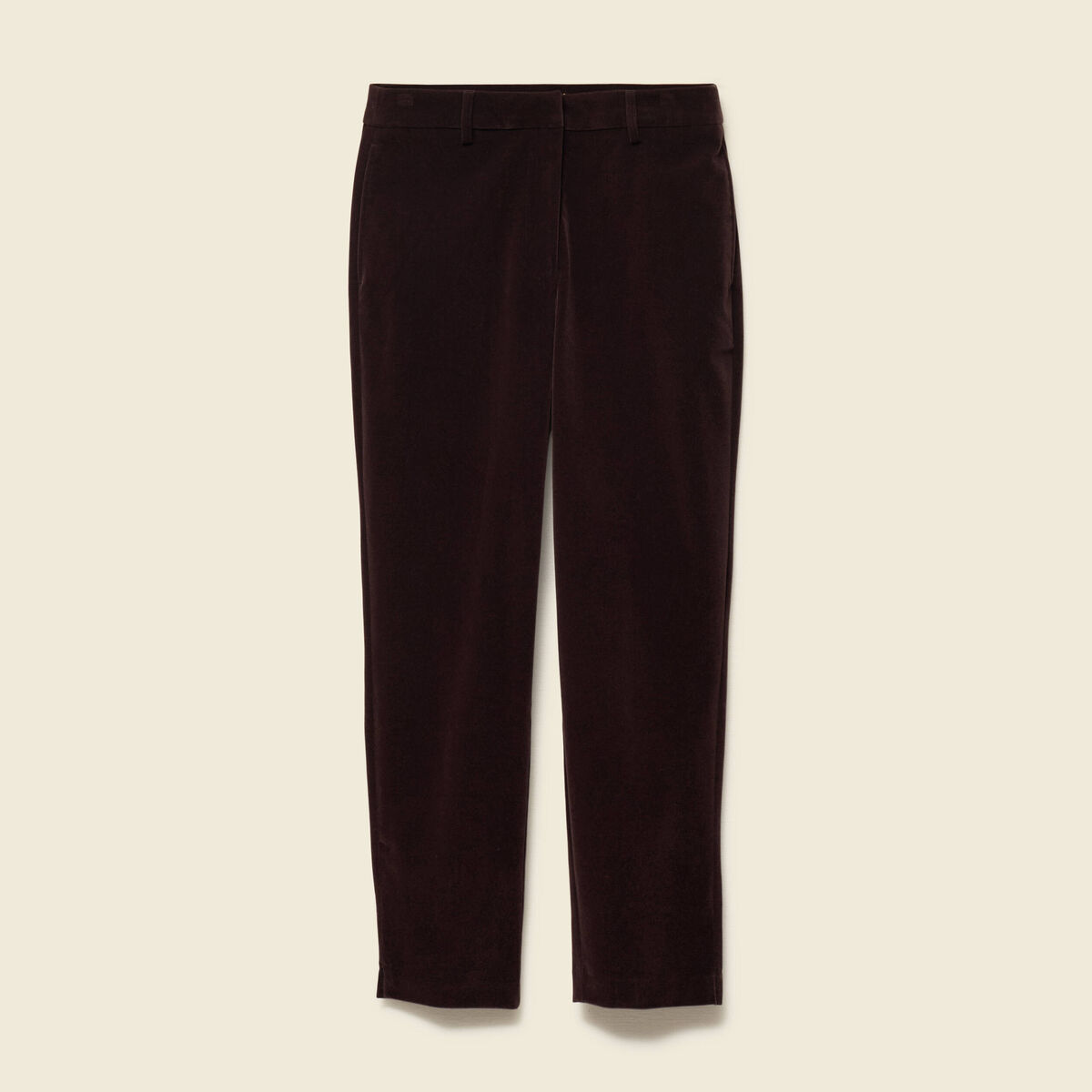 Pantalon flare taille haute en velours marron fonc&eacute; femme