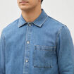 Chemise manches longues en jeans denim bleach homme