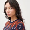 Pull droit manches longues col rond orange citrouille femme