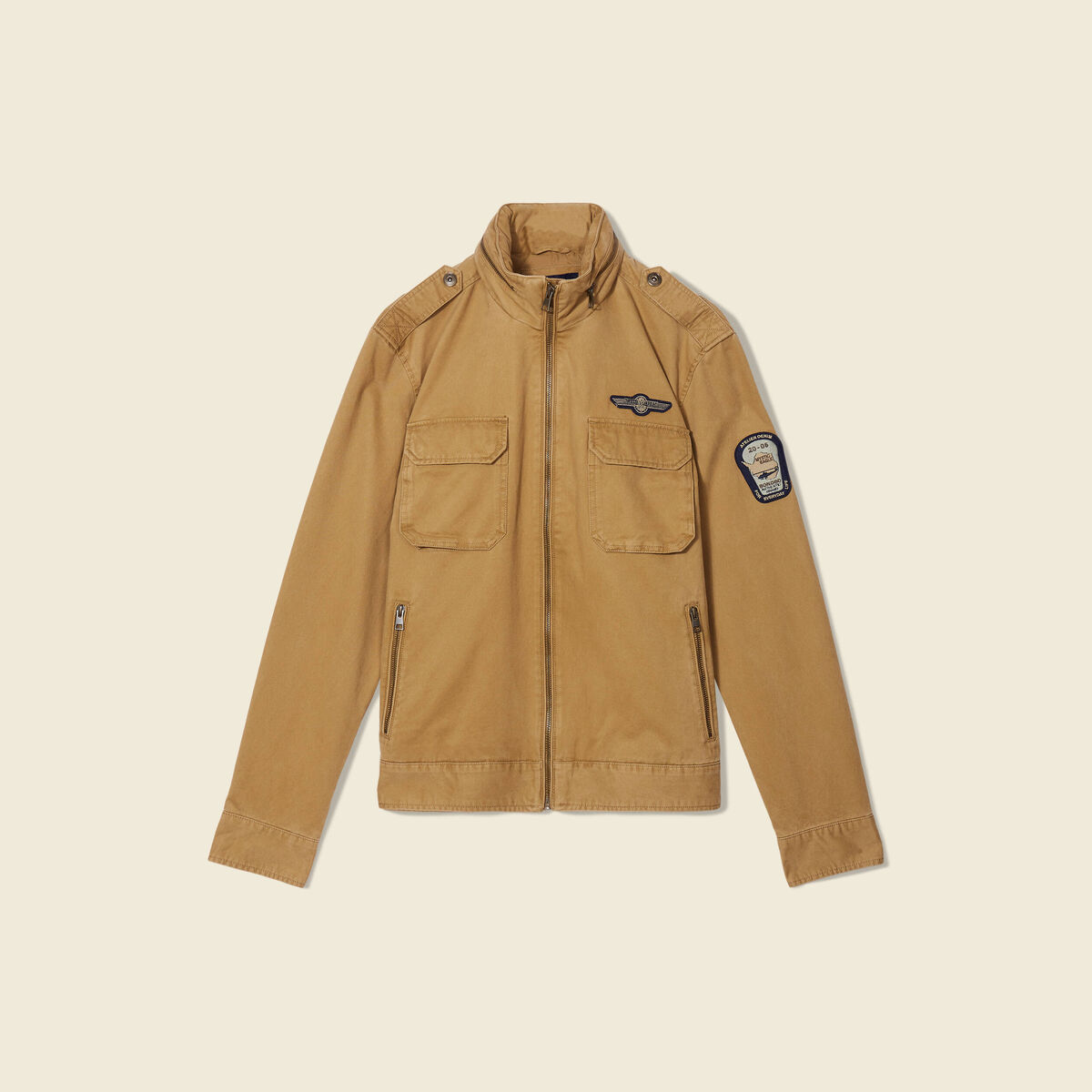 Blouson droit à col montant camel homme