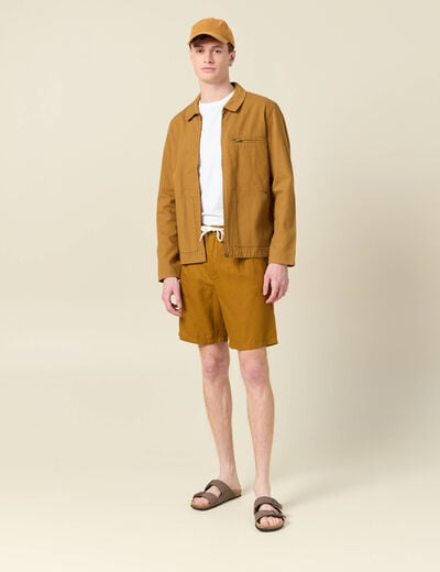 Bermuda droite à coulisse camel homme