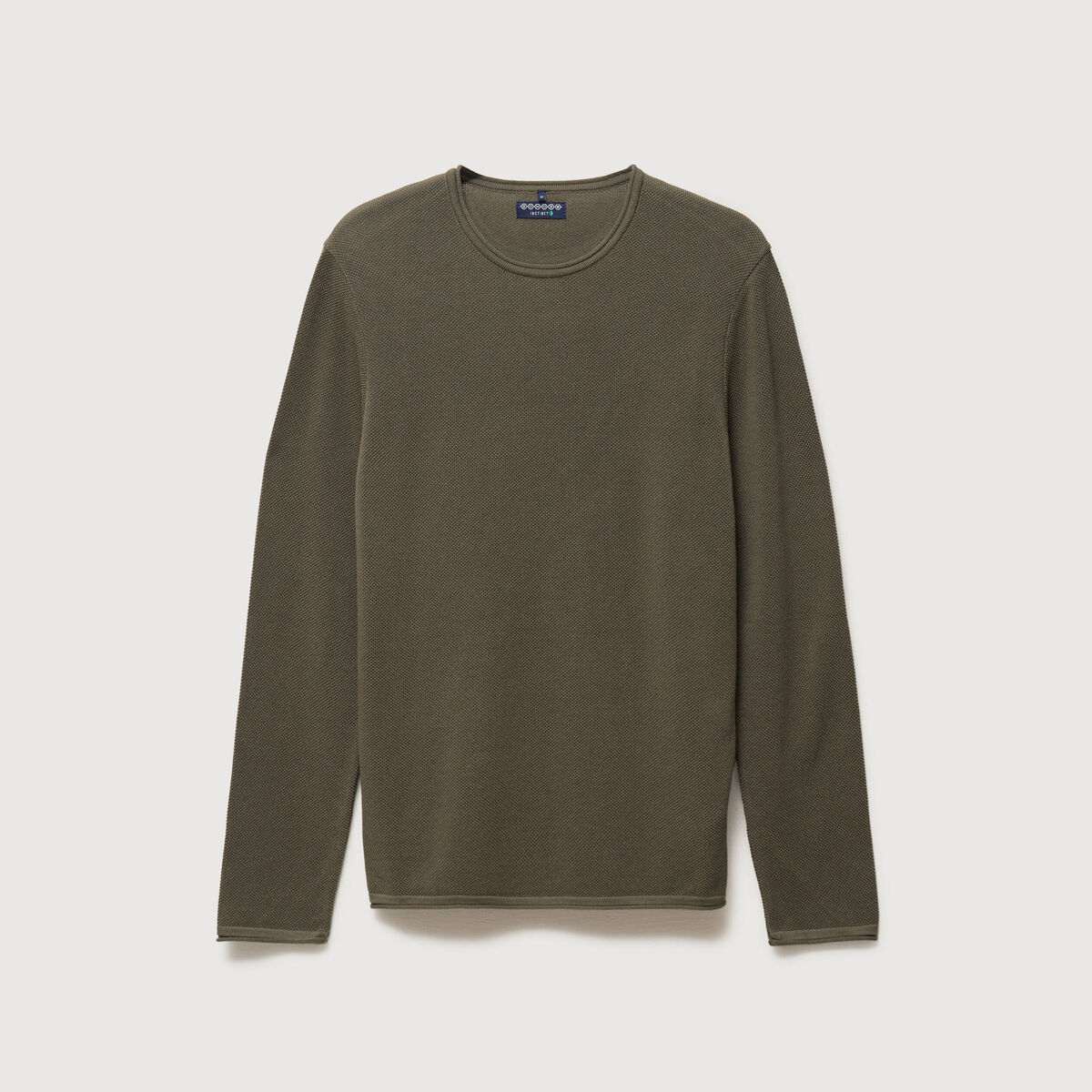Pull col rond manches longues taupe homme