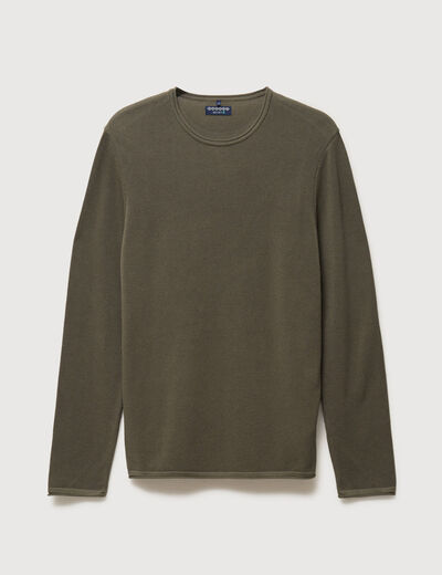 Pull col rond manches longues taupe homme
