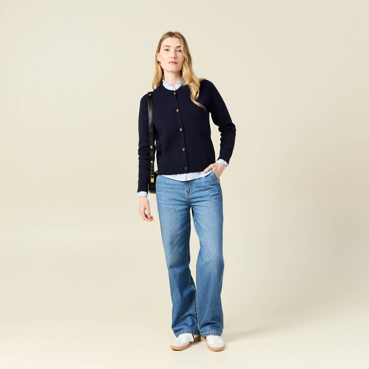 Chemise manches longues bleu ciel femme