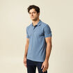 Polo cintré manches courtes en coton bleu foncé homme