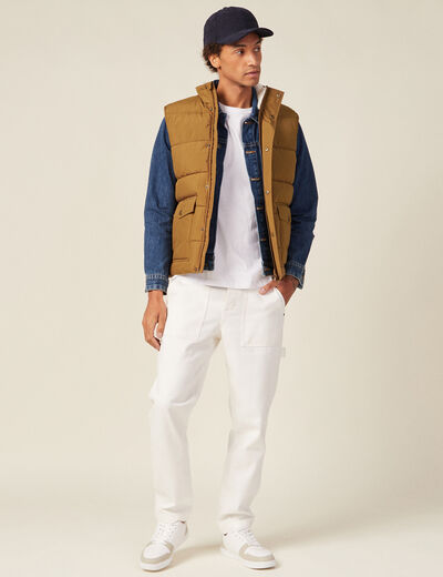 Doudoune droite sans manches beige homme