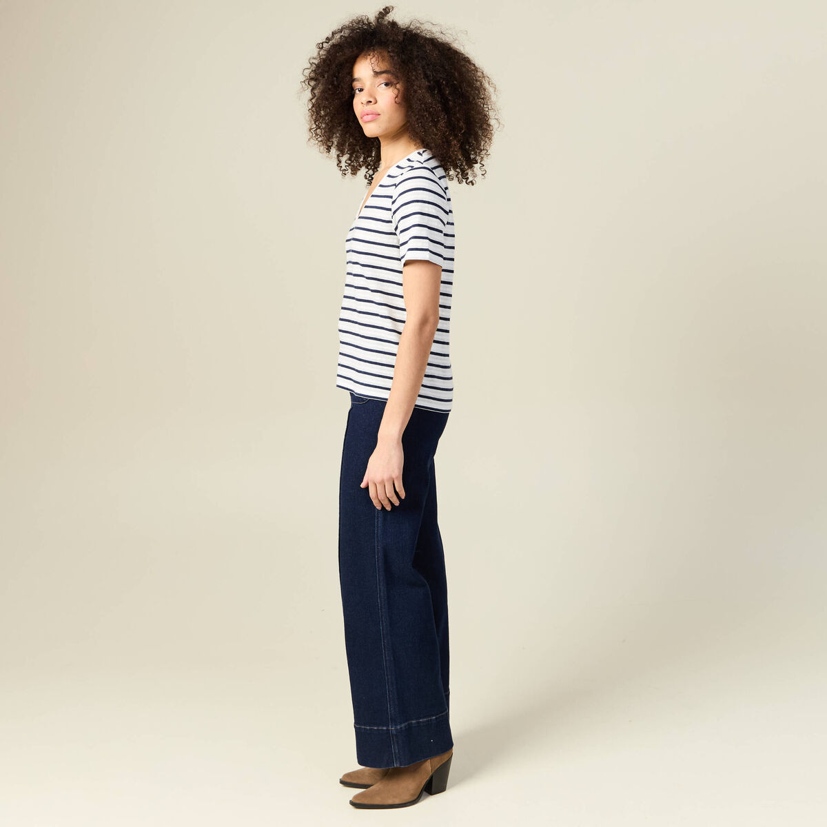 T-shirt manches courtes ecru femme