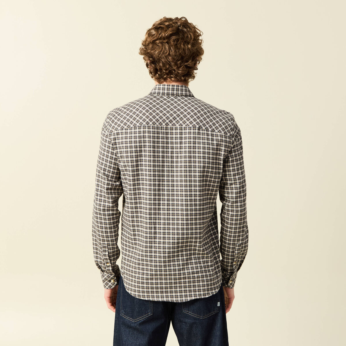 Chemise col classique manches longues vert kaki homme