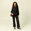 Chemise manches longues broderie coton noir femme