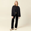 Veste oversize manches longues doubl&eacute;e gris fonc&eacute; femme