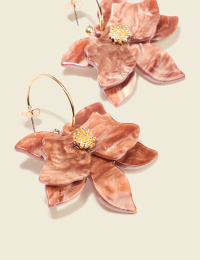 Boucles d'oreilles pendantes marron foncé femme