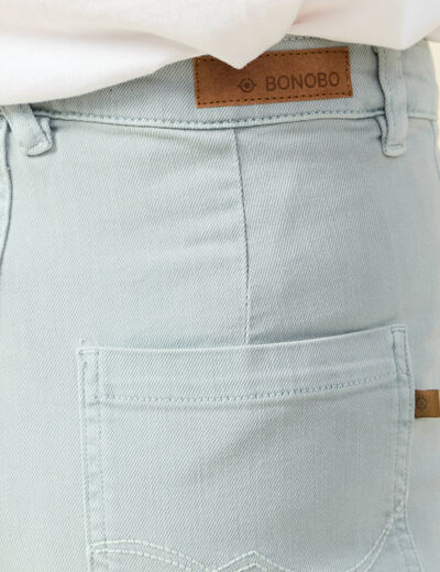 Pantalon large taille haute en jeans vert kaki femme