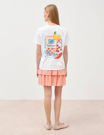 T-shirt en coton manches courtes blanc femme