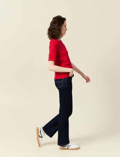 Pull manches courtes rouge femme