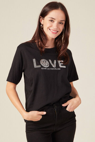 T-shirt SmileyWorld noir femme