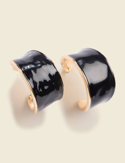 Boucles d'oreilles anneaux larges noir femme