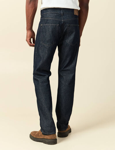 Jeans straight longueur 32 en coton denim brut rinse homme