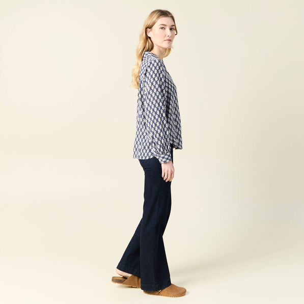 Blouse manches longues bleu femme