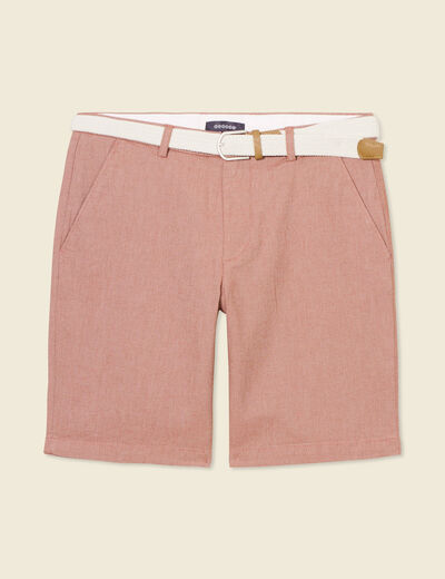 Bermuda droit chino ceinture marron cognac homme