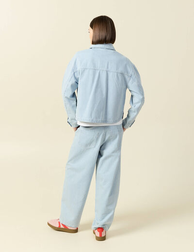 Veste en coton manches longues denim bleach femme