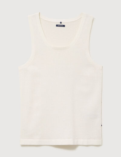 D&eacute;bardeur col rond en coton ecru homme