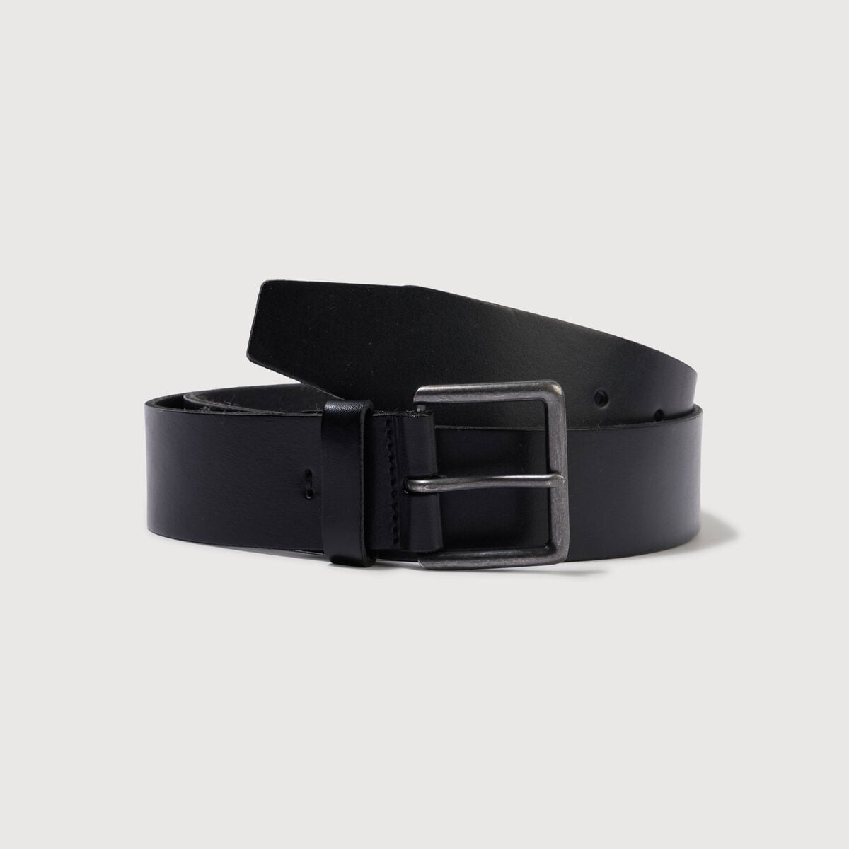 Ceinture large en cuir noir homme