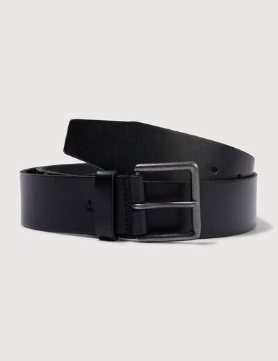 Ceinture large en cuir noir homme