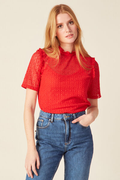 T-shirt manches courtes rouge femme